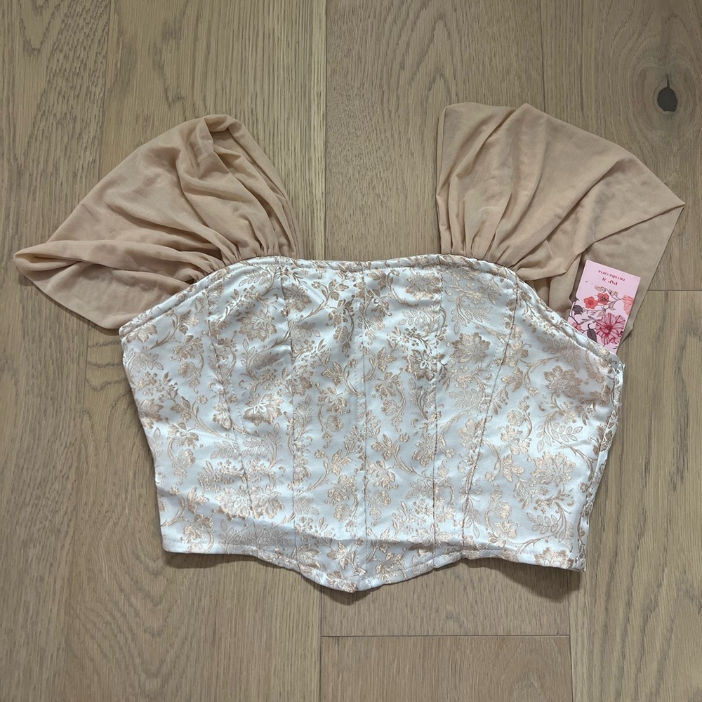 FREE with purchase. Elegant Cream Floral Women's Top
